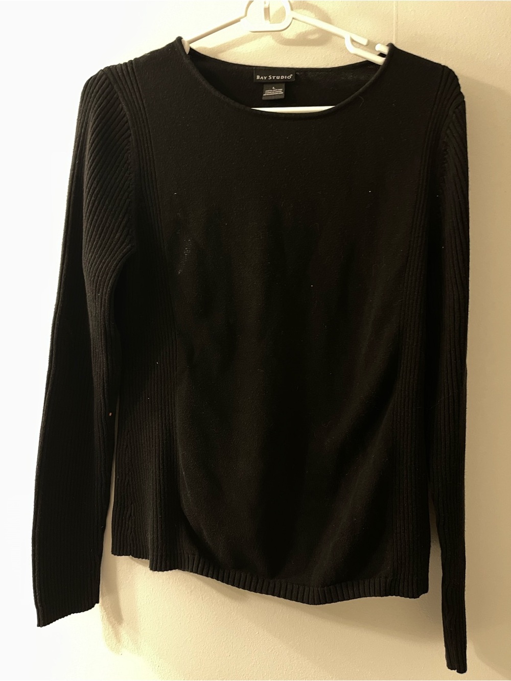 Bay Studio Black Ribbed Crewneck Sweater